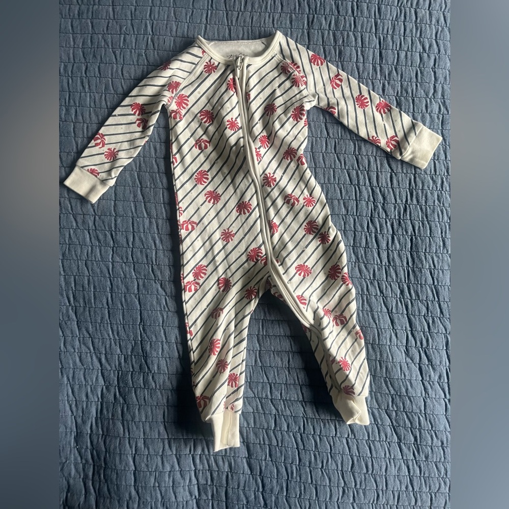 Pehr Holiday Christmas Peppermint Stripe Pajamas Organic Cotton Size 12-18 Month